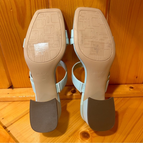Unisa Miriam Square Toe Slide Sandal Block Heels Light Blue NWOT - Picture 3 of 5